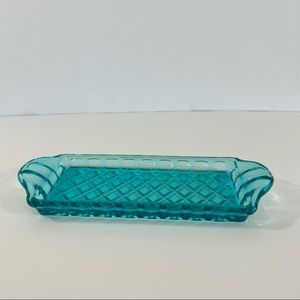 Vintage Blue Depression Glass Trinket Tray